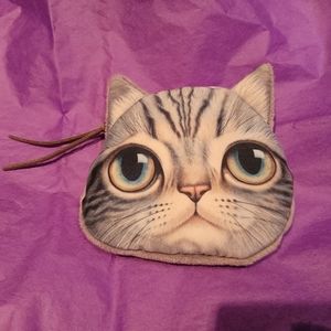 Cute small cat face zipper pouch